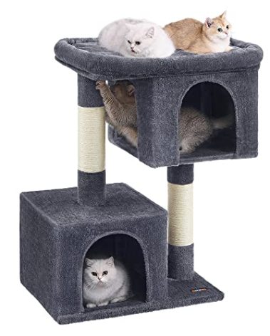 Feandrea Cat Tree, 39.8-Inch Cat Tower, XL, Cat Condo for Extra Large Cats up to 44 lb, Large Cat Perch, 2 Cat Caves, Scratching Post, Smoky Gray UPCT614G01