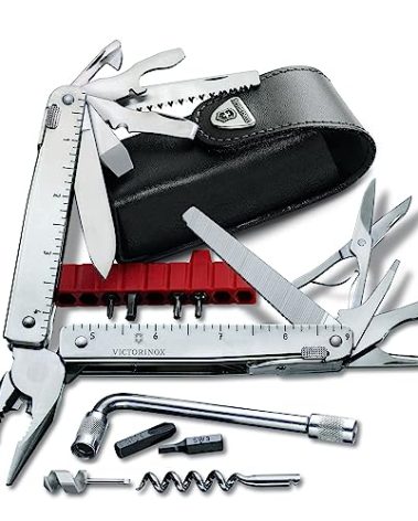 Victorinox Swiss Tool X Plus Ratchet Swiss Army Knife, 35 Function Swiss Made Multi-Tool with Needle-nose pliers, Wire Cutter, Crate Opener and Large Blade - Silver