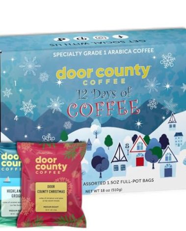 12 Days of Coffee - 2025 Christmas Advent Calendar - 12 Flavored Ground Full-Pot Bags - Unique Flavor Each Day