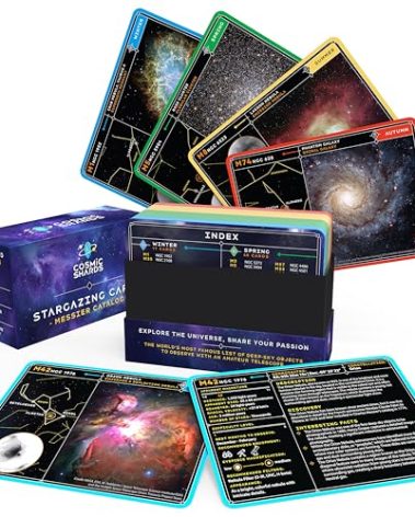 Stargazing Cards - Messier Catalog | Night Sky Exploration Kit for Telescopes & Binoculars | Flashcards with Star Charts, Astrophotography & Facts | Perfect Astronomy & Space Gift for Kids & Adults