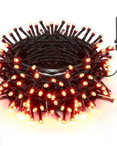 Brizled Orange Lights, 78.74ft 240 LED Halloween Lights Connectable with Timer, 8 Modes Outdoor Halloween Lights String Waterproof Plugin Orange Light String for Outside Indoor Spooky Party Decor