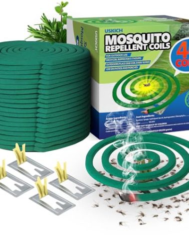 Mosquito Repellent Coils -Mosquito Repellent Outdoor Patio Fresh Scent,Use Reaches Up to 10 feet, Each Mosquito Coils Burns for 5-7 Hours (Contains 40 coils & 4 Stands)