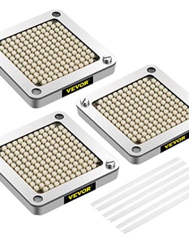 VEVOR Replacement Chopper Blade, 1/4 inch, 3 PCS French Fry Blade Assembly with 6 Extra Knives, Stainless Steel Dicer Parts and Push Block for Cutting Potatoes Carrots Onions Cucumbers Mushrooms