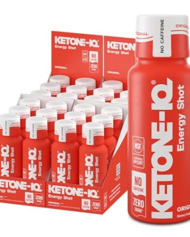 Ketone-IQ No Caffeine Exogenous Ketones Energy Shots - 24 Pack of Caffeine Free Energy Drinks with 10g Ketones - Sugar Free, Salt Free, and All Natural (Original)