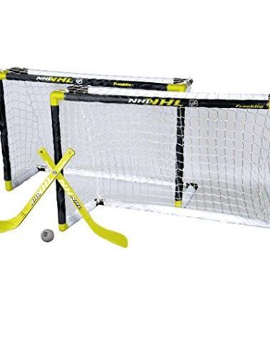 Franklin Sports Knee Hockey Goal Set - Mini Hockey Goals - 2 Goals - Pro Style Top Shelf - Kids Hockey Set - NHL, White