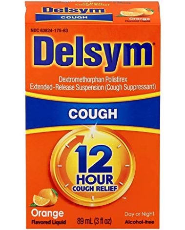 Delsym 12 Hour Cough Relief Liquid- Day Or Night, Orange Flavor Cough Medicine with Dextromethorphan Helps Quiet Cough by Suppressing Cough Reflex, 3 oz
