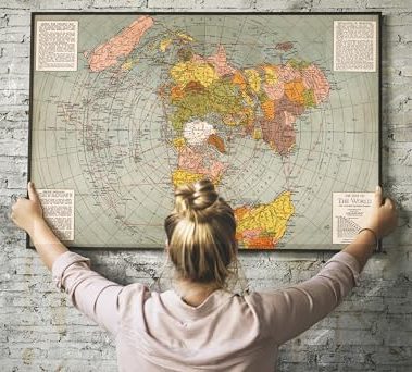 Flat Earth Map of the World Model - 1943 Polar Azimuthal Equidistant Projection Map - Great Flat Earth Gifts - Large Wall Art Poster Print (23"x34")