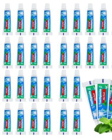 0.176 oz Bulk Travel Size Toothpaste,50 Tubes 5 Grams Extra Small Toothpastes Travel Size Bulk Mint Flavor Mini Disposable Toothpaste for Hotel,Guests,Homeless,School(Too Small,Only be Single Use)
