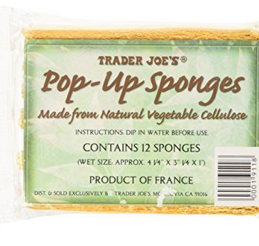 Trader Joe's Pop up Sponges Made From Natural Vegetable Cellulose 12 Sponges, 1 Pack