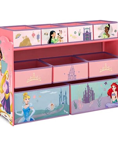 Delta Children Disney Princess Deluxe 9 Bin Design and Store Toy Organizer, Greenguard Gold Certified