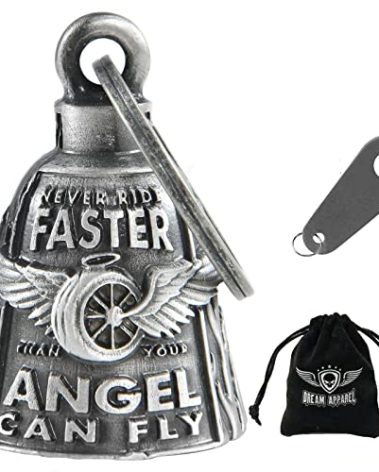 Motorcycle Bells for Bikers Guardian Angel Gremlin Motorcycle Bells for Motorcycle Rider Key Chain for Luck (Never Rider Faster Than Your Angel Can)