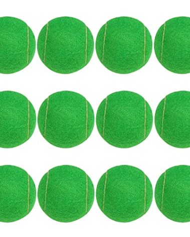 URBEST Tennis Ball 12 Packs Training Tennis Balls Practice Balls for Novice Player, Pet Dog Playing Balls with Mesh Carry Bag (Dark Green)