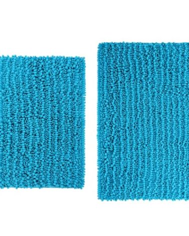 WCBSTT 2 Pieces Bath Rug Set Extra Thick Absorbent Chenille Absorbent Upgrade Non-Slip, Quick Dry, Soft Plush for Tub, Shower, and Bath Room(Peacock Blue)