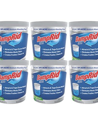 DampRid Refillable Moisture Absorber, 11 oz., 6-Pack – Fresh Scent Moisture Absorbers, 10% More Absorbing Power*, Eliminates Musty Odors for Fresher, Cleaner Air