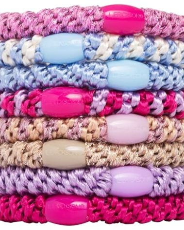 Blue & Pink Hair Ties for Thick Hair, Grab & Go Ponytail Holders, 8 Pack, Prim Pastel, Thick No-Crease Bands with Strong Hold, Damage-Free Design, Soft Stylish Blend | L. Erickson