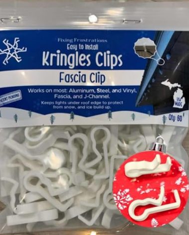 Christmas Light Clip New USA Made, Light Hangers, Light Hooks, Decorative Lighting Clip, Gazebo Clip, ROOF Clip, Kringles Clips Facia Clip Easy to Use, Wont Break Easy, Extend Light Life.