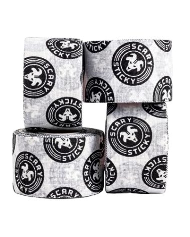 Goat Tape Scary Sticky Premium Athletic Tape, Weightlifting, Thumb Tape for Hook Grip, Sticks with You Through The Toughest Fitness Workouts and Lifts, White/Black, 4 Rolls