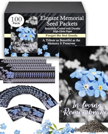 100pc Premium Pre-Filled Forget Me Not Seeds Packets Favors for Funerals, Funeral Decorations, Celebration of Life Decorations, Forget Me Not Seeds Packets, Celebration of Life Ideas, Memorial Cards