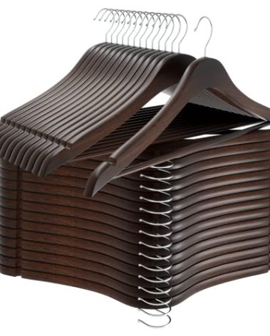 Utopia Home Premium Wooden Hangers 30 Pack - Durable & Slim Coat Hanger - Suit Hanger with 360-Degree Rotatable Hook - Wood Hangers with Shoulder Grooves (Brown Color)