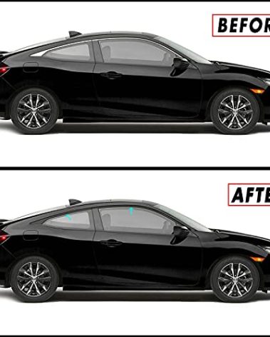 SlickMod Chrome Delete Blackout Vinyl Overlay for 2016-2021 Honda Civic Coupe Window Trim (Gloss Black)