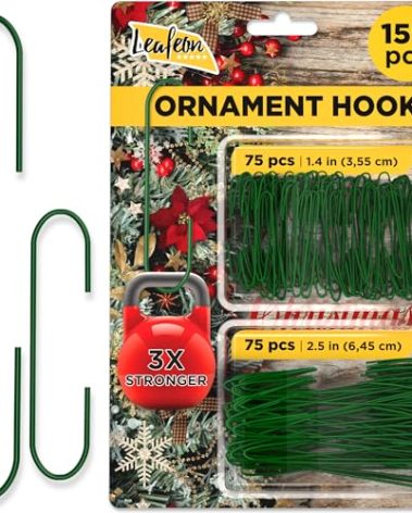 150 Pack Ornament Hooks for Christmas – Essential Christmas Ornament Hangers – Perfect Xmas Ornament Hangers for Tree Decoration (Green)
