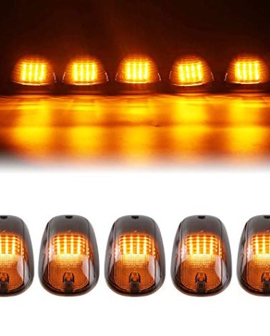 Cab Roof Marker Amber Lights for 2003-2016 Dodge Ram 1500 2500 3500 Pickup Trucks with Wire Harness (Smoked Lens with 16 Amber LEDs)