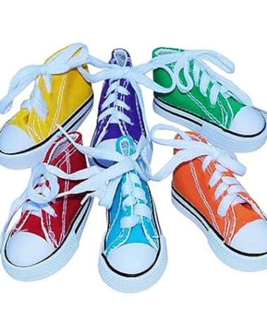 Super Bird Creations SB1058 Sneakers Bird Foot Toy - Engaging, Chewable Rubber & Fabric, Perfect for Medium & Large Birds like Parrots, Parakeets Cockatiels -Colorful & Fun - 3”x1-1/2”x1-1/4” (4 Pack)