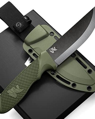 ODENWOLF W-SCANDI Full Tang Survival Knife with Sheath - Stylish Tactical Fixed Blade - Made of D2 Steel - Bushcraft and Camping Knife Survival - Perfect EDC Hunting Knife with TPE Handle