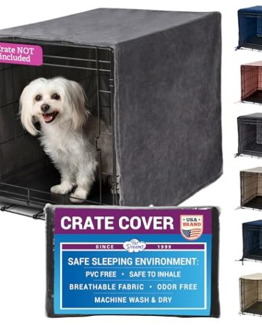 Pet Dreams Dog Crate Cover - Breathable Fabric Kennel Topper for Single-Door Crates, Fits iCrate Dog Cages 18, 24, 30, 36, 42, 48 Inches (Grey, X Small, 18")