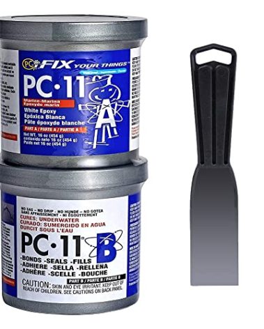 PC Products PC-11 Epoxy Adhesive Paste Kit with Mixing Tool, Two-Part Marine Grade, 1lb in Two Cans, Off White,60121