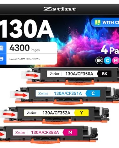 130A Toner Cartridge Set（4-Pack Black Cyan Yellow Magenta） High Yield Replacement for HP 130A CF350A CF351A CF352A CF353A Compatible with HP Color Laserjet Pro MFP M176n M177fw Printer Ink M176 M177