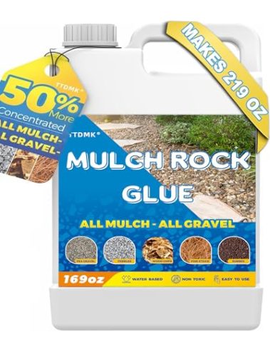 Make 219oz Rock Glue for Landscaping, Concentrated Mulch Glue, Gravel Binder for Pea Gravel, Bark, Waterproof Clear Outdoor Mulch Anchor, Stone Stabilizer for Paths, Patios, Driveways & Garden Border