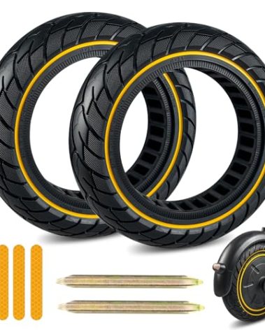 KTUMININV 10x2.5 Inch Scooter Solid Tire for Segway Ninebot MAX G30/G30P/G30LP/G30D/G30E Gotrax G5/G6/G MAX Hiboy S2 MAX Electric Scooter Front or Rear Replacement 60/70-6.5 Rubber Tires Yellow 2 PCS