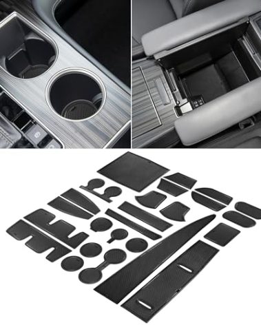 SENSHINE Cup Holder Insert for Toyota Sienna Accessories 2024 2023 2022 2021 Center Console Liner Door Pocket Non-Slip Anti Dust Pad Premium Interior 25Pcs Set (Black Trim)