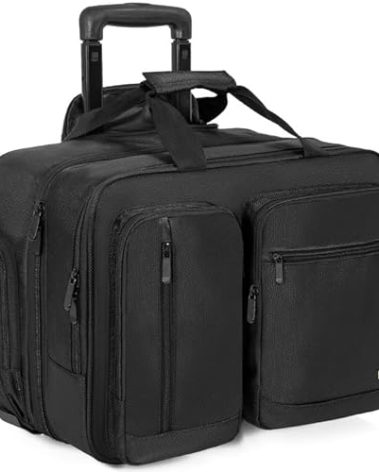 LASUK Rolling Laptop Bag for Women Men, Premium Rolling Computer Bags Fits Up to 15.6 Inch Laptop with RFID Pockets for Travel/Work/Business/School