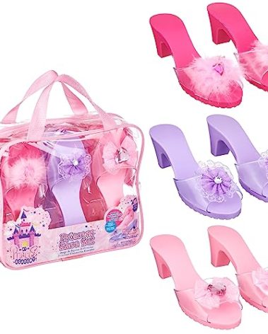 3-Pack Princess Shoe Set - Dress Up Royalty Kids Heels Slip On Shoes - Pastel Colored Princess Dress Up Shoes, Pretend Play High Heels For Kids - Fits Toddler Size 7-10