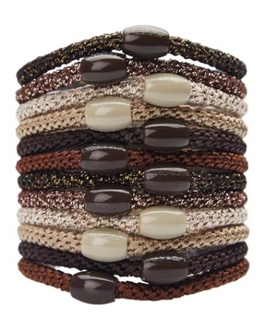 Brown Hair Ties for Thin Hair, Narrow Grab & Go Ponytail Holders, 12 Pack, Mocha, Thin No-Crease Bands with Strong Hold, Damage-Free Design, Cozy Everyday Neutral Blend | L. Erickson