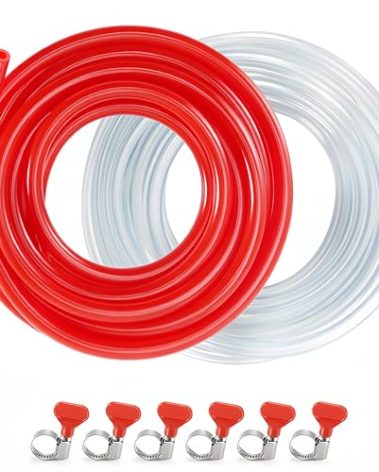 Hilangsan Draft Beer Line Tubing, 10ft 3/16 Beer Hose + 10ft CO2 Gas Line Kegerator Tubing CO2 Line Kegerator Parts Kegerator Replacement Kit with Hose Clamps
