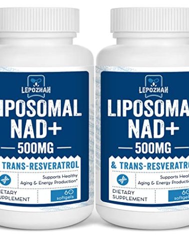 Liposomal NAD+ 500 mg + Trans-Resveratrol 300 mg,Superior Absorption,True NAD Supplement Efficient Than NMN,Nicotinamide Riboside for Cellular Energy Metabolism & DNA Repair,Healthy Aging,120 Softgels