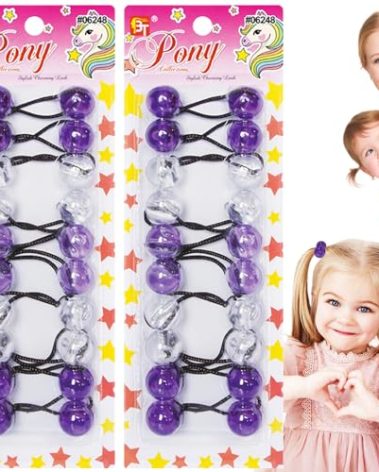 20 Pcs Hair Ties 20mm Ball Bubble Ponytail Holders Colorful Clear Assorted Elastic Accessories for Kids Children Girls Women All Ages (Clear Purple Mix)