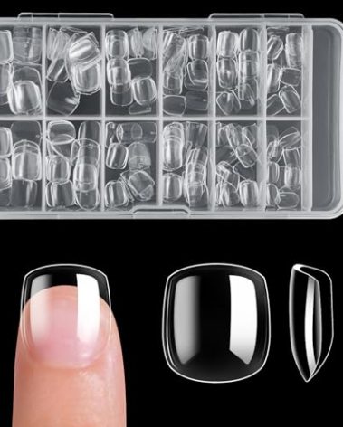 krofaue Short Kids Clear False Nails - 240Pcs Press on Nails for Little Girls Full Cover Children Fake Nails Fingernail Decoration 10 Sizes Soft Gel Nail Tips for Kids