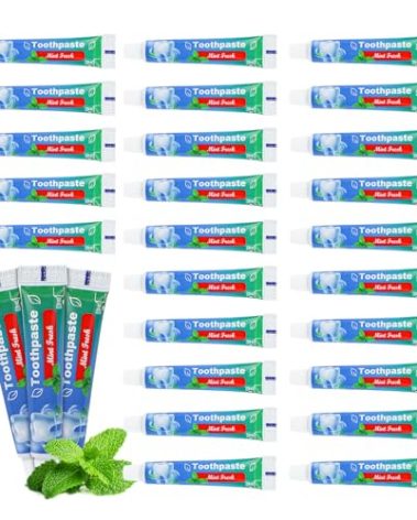HAIFOTRVA 0.35 oz Bulk Travel Size Toothpaste,200 Tubes 10 Grams Extra Small Toothpastes Travel Size Bulk 0.8x3.5 inches Mint Flavor Mini Disposable Toothpaste for Hotel,Guests,Homeless,Office