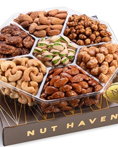 Nuts Gift Basket - Assortment of Sweet & Roasted Salted Gourmet Nuts - Assorted Food Gift Box for Birthday, Family, Sympathy, Men & Women.