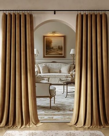 Beauoop Golden Brown Velvet Curtains 84 Inches Long 2 Panels for Bedroom Living Room Soft Luxury Room Darkening Thermal Insulated Soundproof Rod Pocket Window Treatments Drapes, 52X84 Set of 2