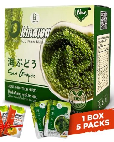 NAMISO OKINAWA Organic Sea Grapes,Organic Seaweed, Umibudo, Green Caviar, Dehyrated lato, Seagrapes , Superfood - Enhance Health, Boosting Immune System (3.5 Oz (Pack of 5), 1 box)