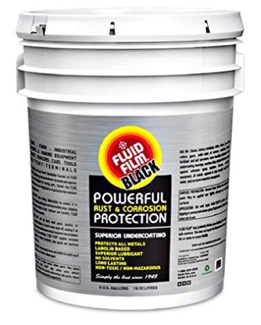 Fluid Film Black Non-Aerosol, Long Lasting Corrosion, Penetrant & Lubricant, Anti-Rust Coating, Protects All Metals in Marine and Undercoating in Automotive & Snow-Handling Vehicles, 5 Gallons