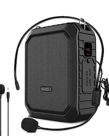 Bluetooth Voice Amplifier with Lapel Mic/Microphone Headset-18W IPX5 Waterproof Small Megaphone Speaker Pa System, Portable Microphone and Speaker for Teachers Tour Guide 800Plus