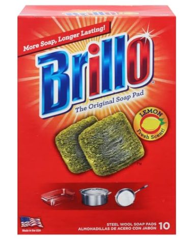 Brillo Steel Wool Soap Pads, Long Lasting, Lemon Scent Cleaning (Lemon, 10 Count (Pack of 1))