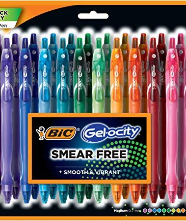 Bic Gelocity Quick Dry Assorted Colors Gel Pens, Medium Point 0.7mm, Retractable Colored Pens with Comfortable Grip, Pack of 24