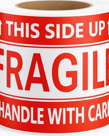 GMKbuy 3x5 Inch - 100 Fragile This Side Up Stickers for Shipping – Easy Tear, Permanent Adhesive, Handle with Care Stickers for Shipping Box, Carton, Parcel, Package, Pallet & More
